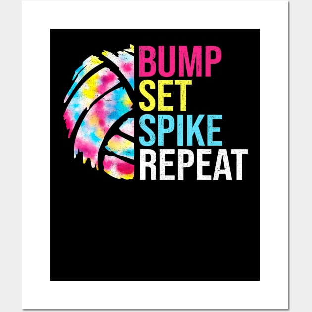 Bump Set Spike Repeat Volleyball Shirt For Girls Teens Women Wall Art by jadolomadolo